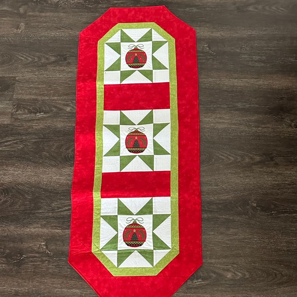 Festive Red and Green Table Runner